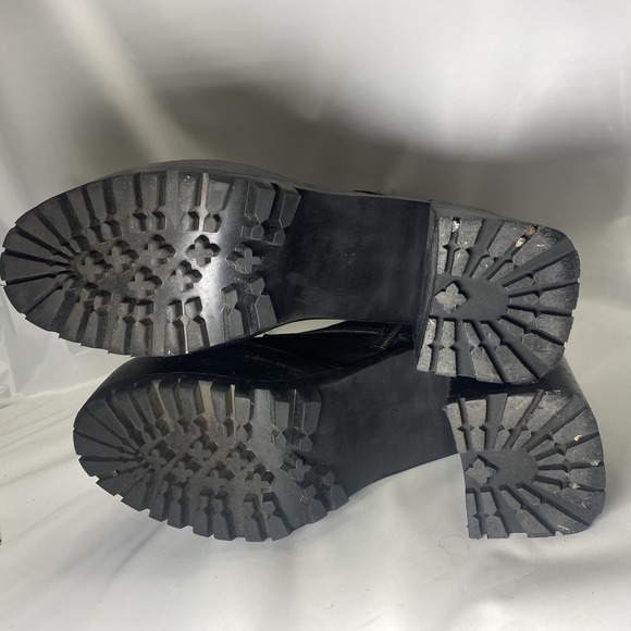 Free People High Point Platform Boots Black Leather Lace-Up EU 40 US 10 Chunky - Picture 9 of 16